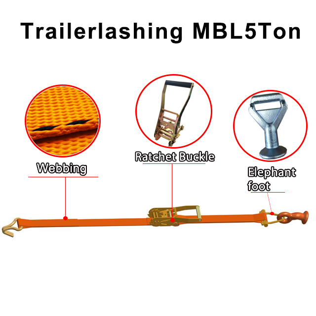 OEM Web Lashing für RO-RO-Schiffe Heavy-Duty Trailer Lashing 20T Truck Tie Down 10T Car Lashing With Elephant Foot