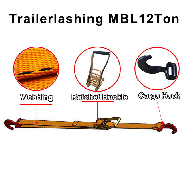 OEM Web Lashing für RO-RO-Schiffe Heavy-Duty Trailer Lashing 20T Truck Tie Down 10T Car Lashing With Elephant Foot